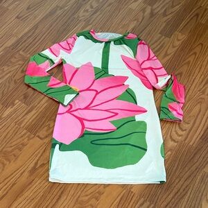 Dress with Pink and Green Floral Design